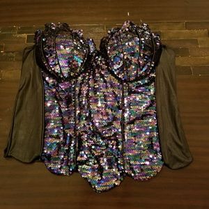 Mermaid corset Black with multicolor eyelits